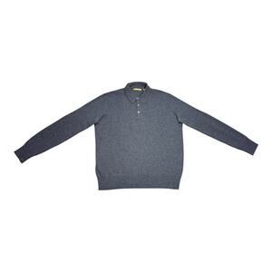 Donna Karan Signature Cashmere Long Sleeve Knit Polo Sweater Large